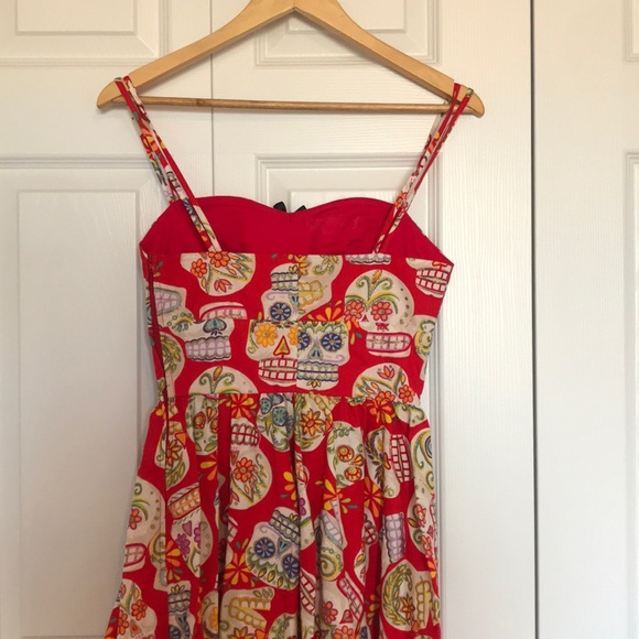 Golightly Red Sugar Skull Party Dress - Picture 5 of 5